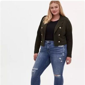 Torrid 3X Ponte Crop Military Jacket